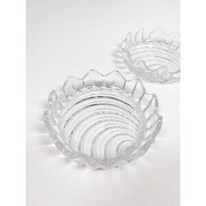 Vintage lead crystal shell coasters - set of two - art nouveau